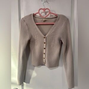Women's Cream Button-Up Sweater